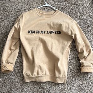 RARE Kim Is My Lawyer Graphic Crewneck Sweatshirt - Beige Talentless